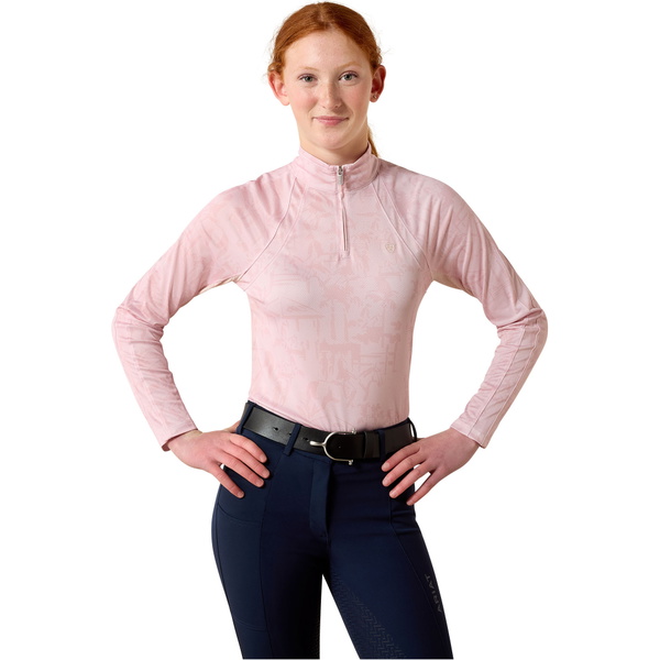 2026 Ariat Jóvenes Sunstopper 3.0 1/4 Zip Baselayer 10071448 - Sepia Horse Park Print